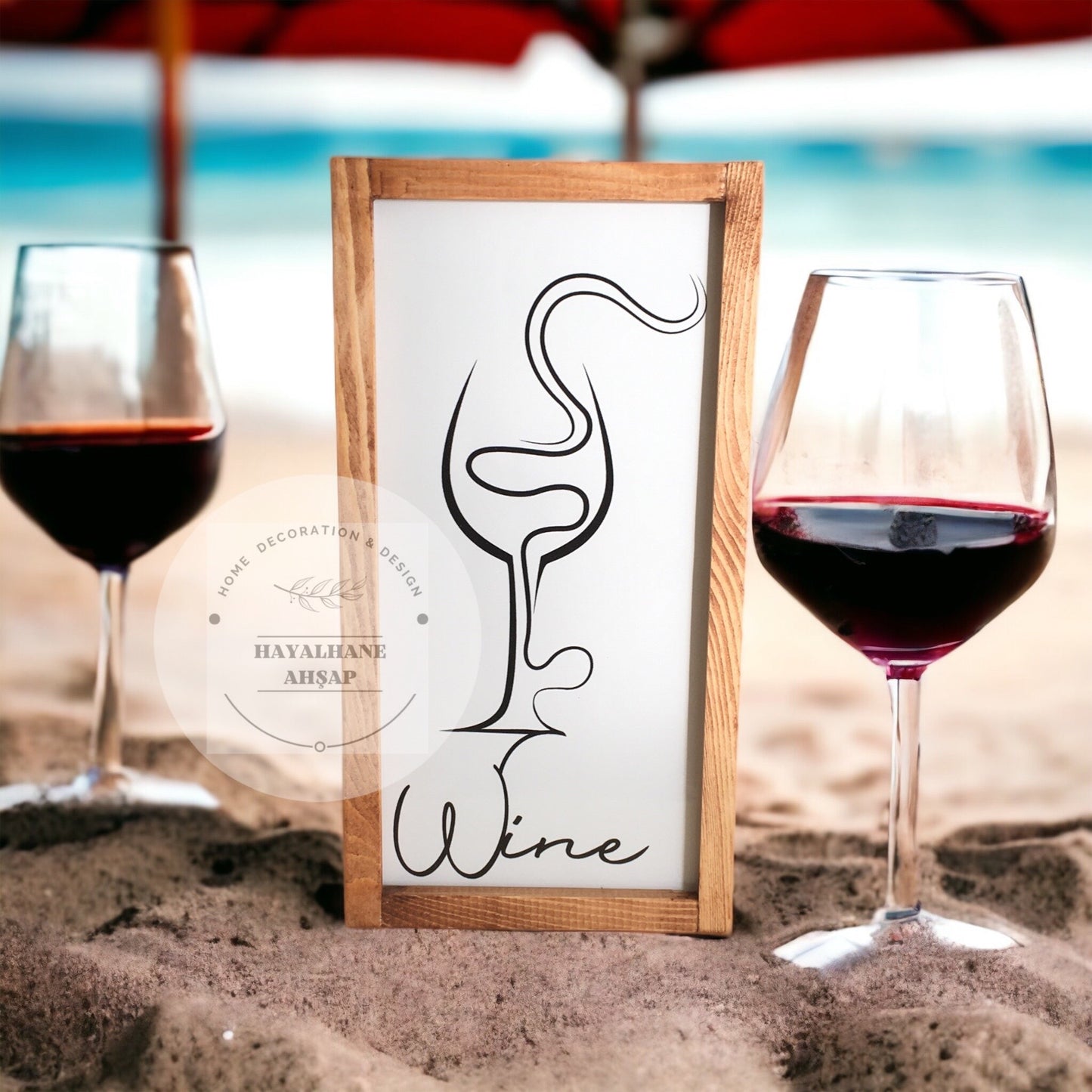 Wine Tablo / Wine Dikey Ahşap Tablo
