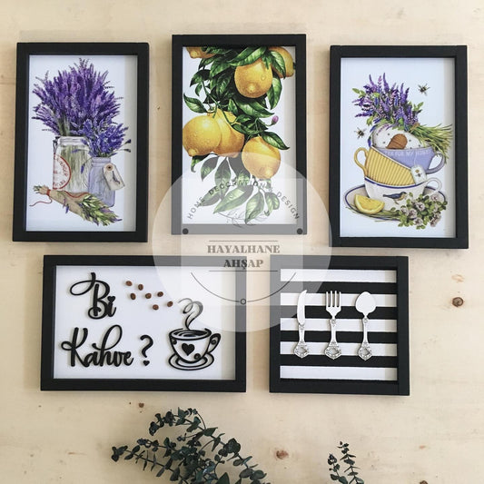 Деревянный кухонный стол в стиле лимона и лаванды