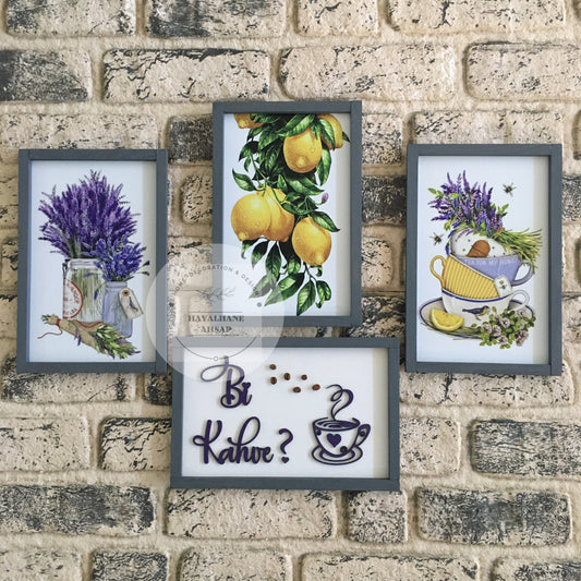 Деревянный кухонный стол в стиле лимона и лаванды