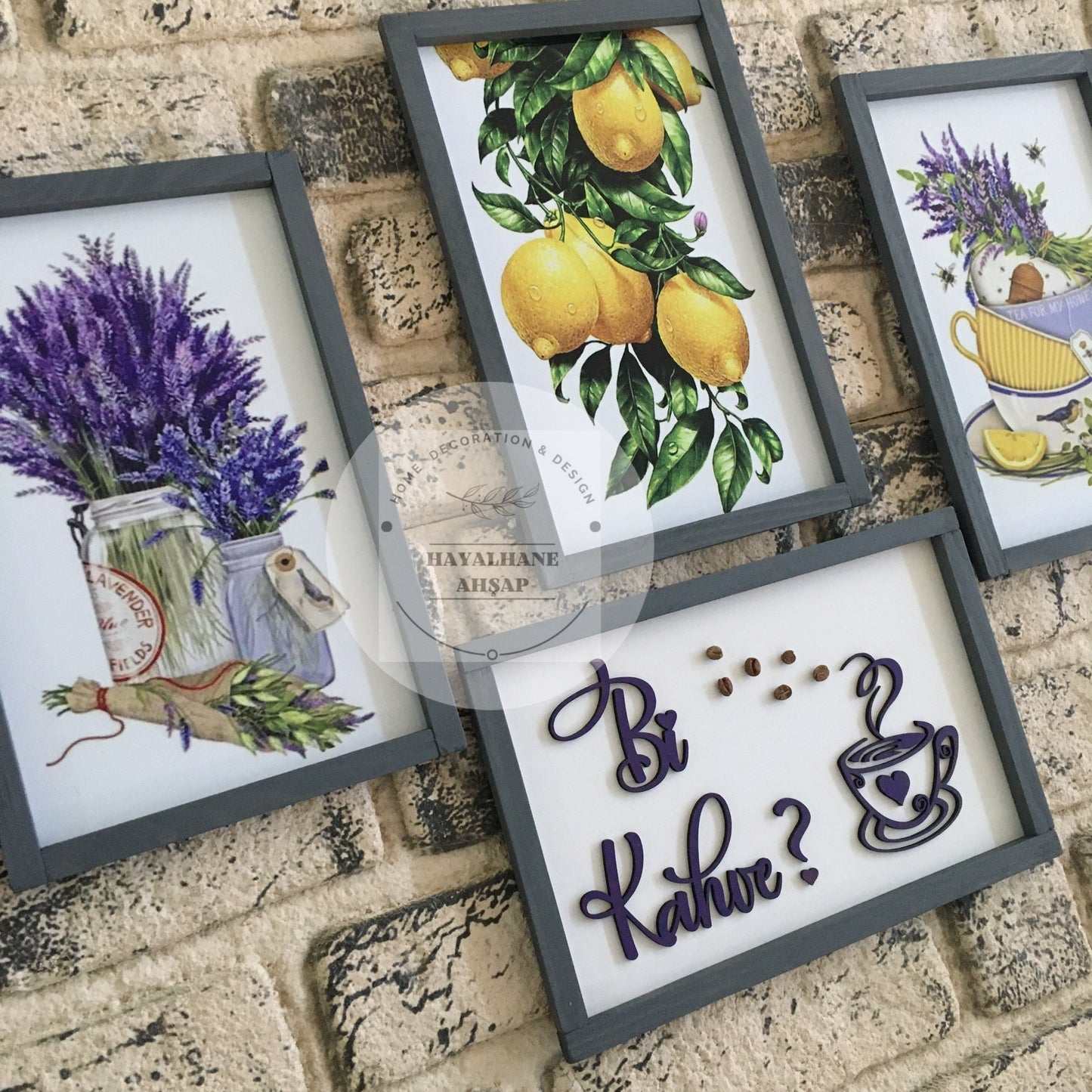 Деревянный кухонный стол в стиле лимона и лаванды