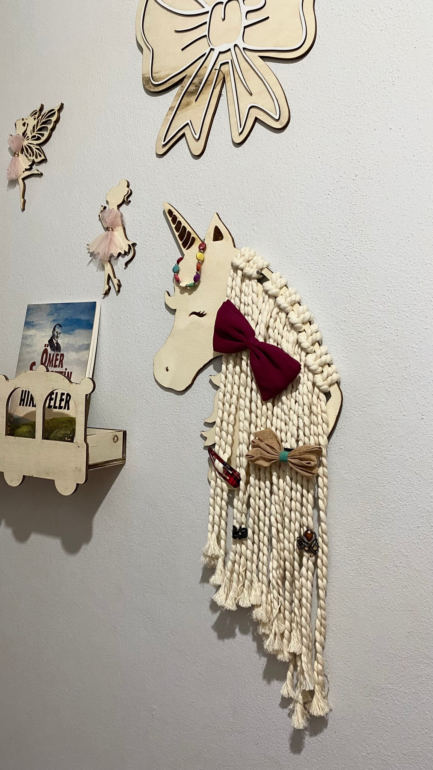 Çocuk Odası Unicorn Duvar Askısı – Saç Tokası & Aksesuar Düzenleyici Organizer