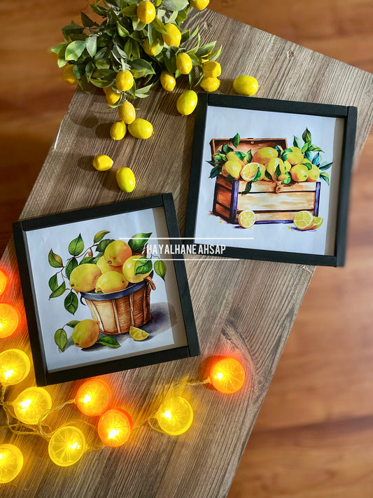 Limon ve Narenciye Temalı Ahşap Tablo 2’li
