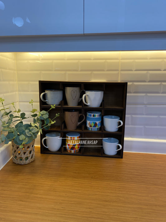 Kupa Rafı / Ahşap Raf / 12’li