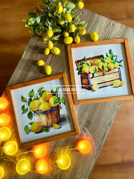 Limon ve Narenciye Temalı Ahşap Tablo 2’li