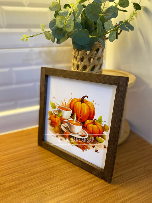 Kahve Köşesi Sonbahar Balkabağı Tablo