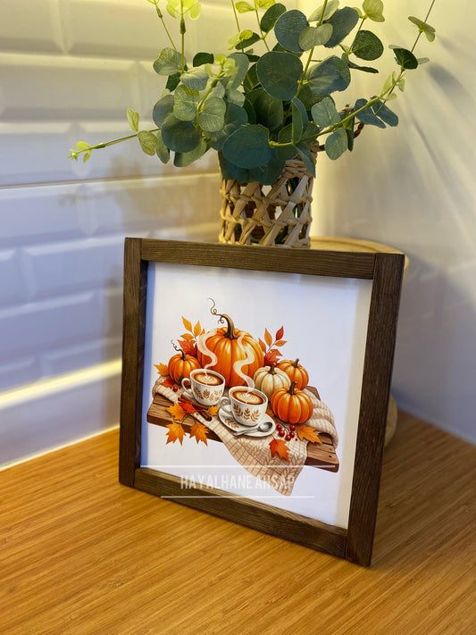 Kahve Köşesi Sonbahar Balkabağı Tablo