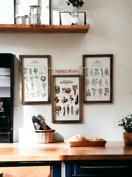 Vintage Botanik Mutfak Tablo Seti